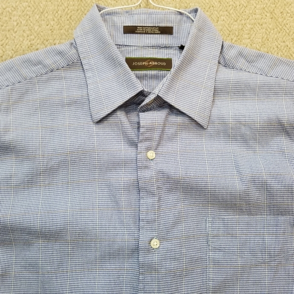 Joseph Abboud Blue Check Dress Shirt 16-34/35 - Picture 3 of 15